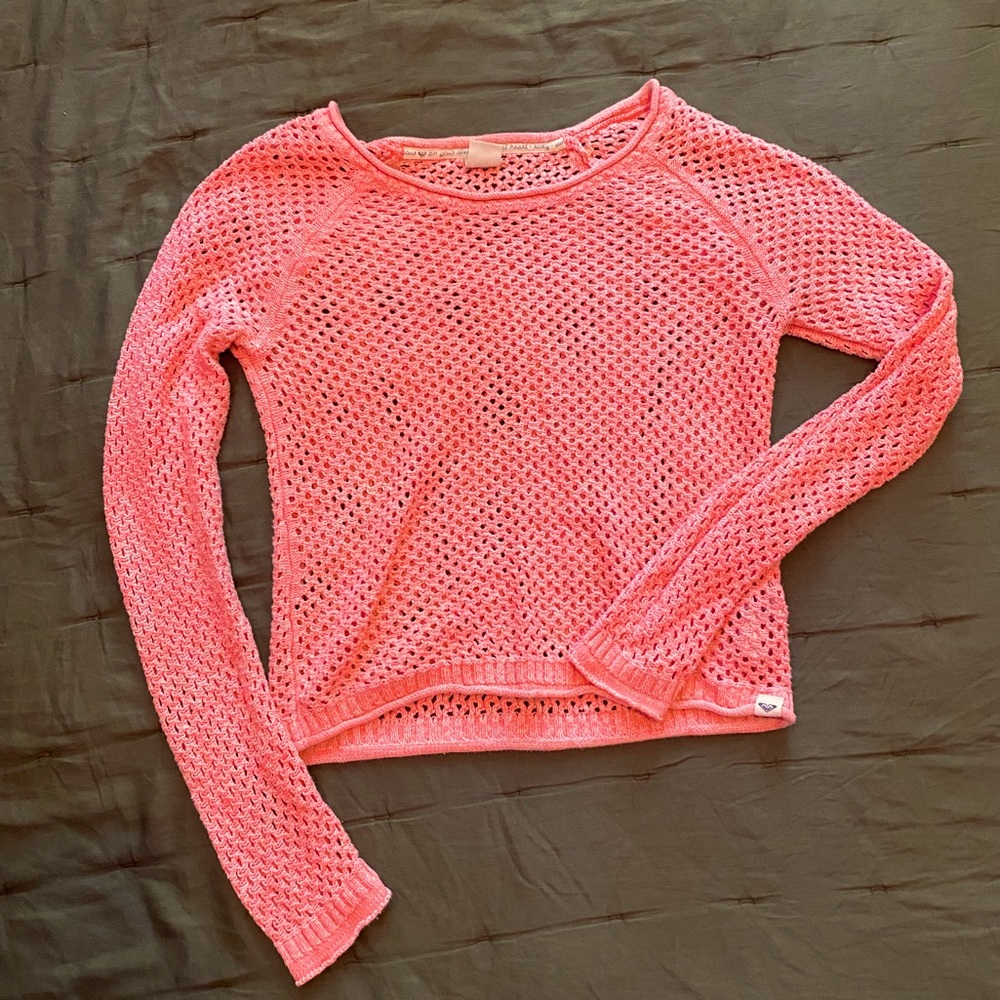 Vintage Roxy Pink Crocheted Sweater